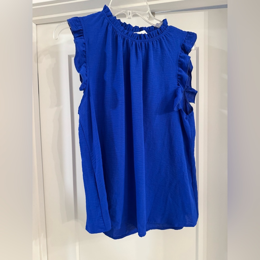 Blue Sleeveless Women's Top in a Size Large